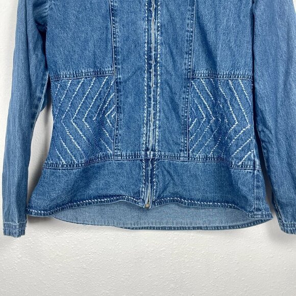 Vintage Studio West Blue Beaded Zip Jean Jacket Sz: M - Picture 3 of 11